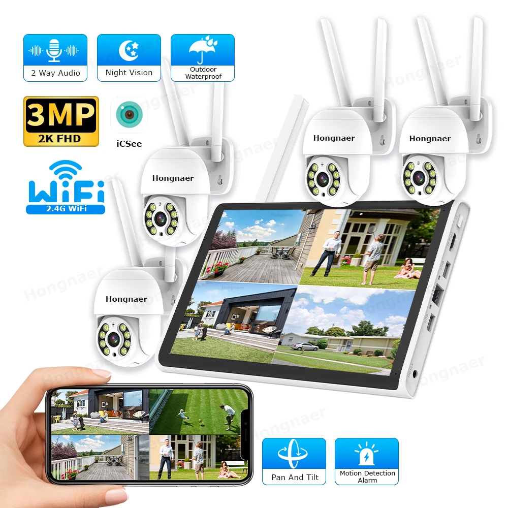 Home Security And Camera Systems - Kit di Videosorveglianza Wireless Hongnaer 2026