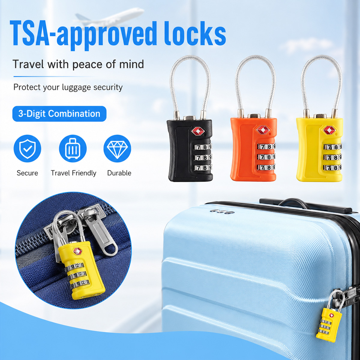Home Security Adt - Lucchetto TSA Approvato con Combinazione a
