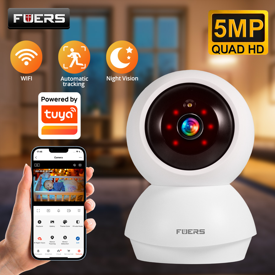 Home Security Xiaomi - Telecamera WiFi Fuers 5MP per Interni,