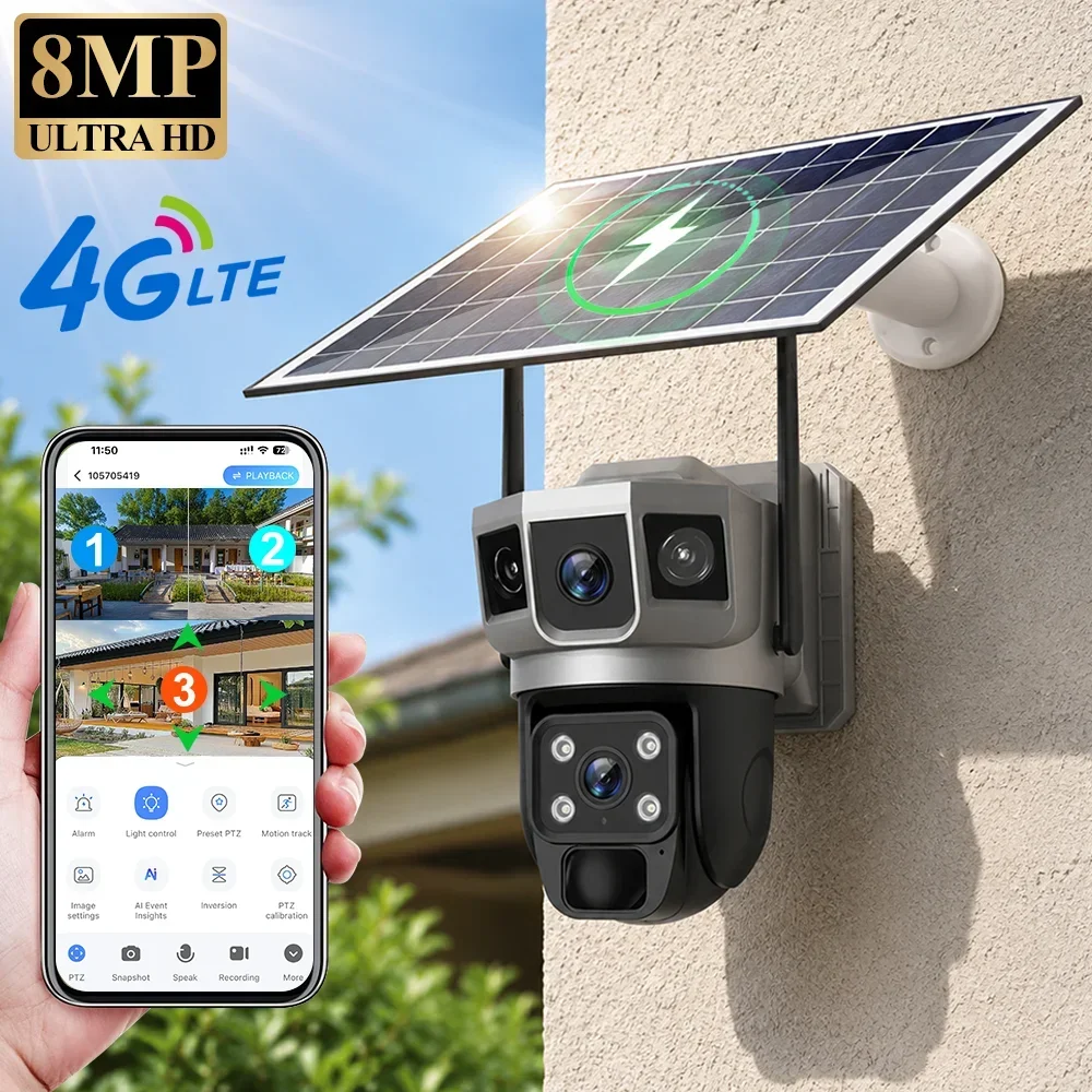 Home Security Adt - V380 4K 3 Schermi Telecamera 4G