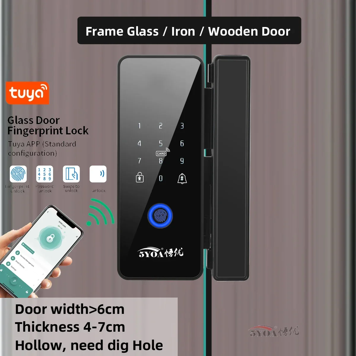 Home Security Keypad - 5YOA Tuya serratura per impronte digitali